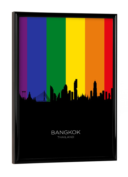 Poster mit schwarzem Rahmen "Bangkok Thailand Skyline Pride" artboxONE - Städte