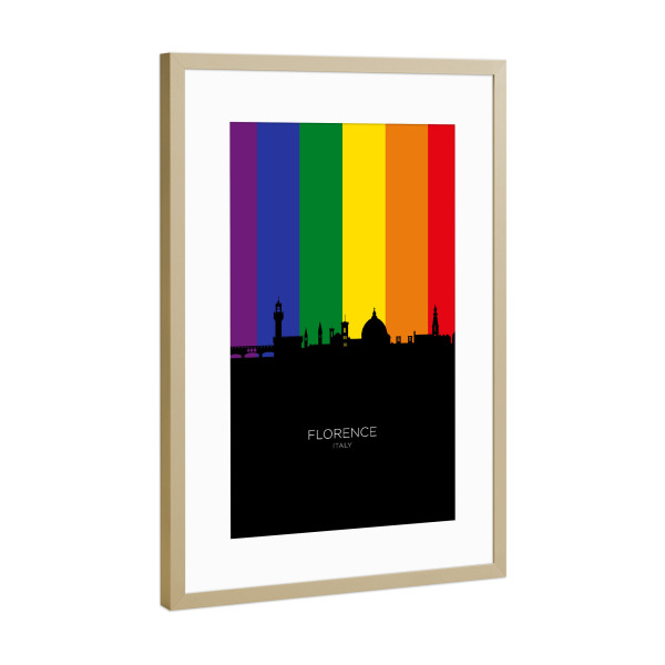 Poster mit Rahmen Gold "Florence Italy Skyline Pride" artboxONE - Städte