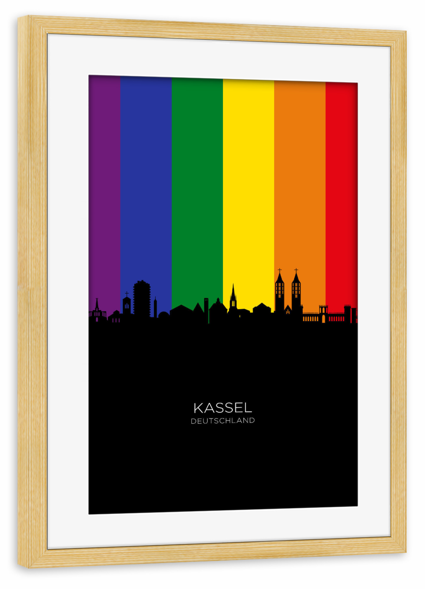 Poster mit Rahmen kiefer "Kassel Germany Skyline Pride" artboxONE - Städte