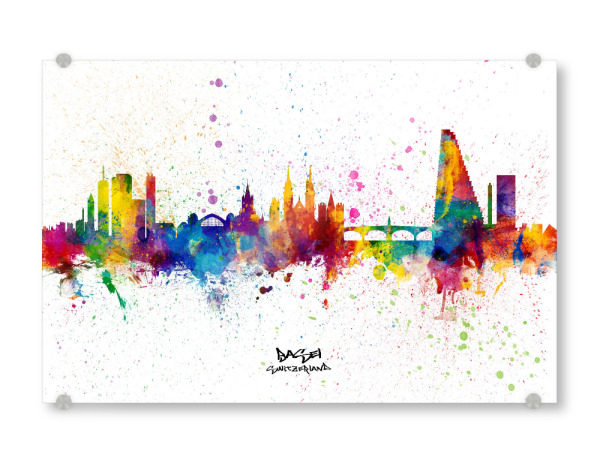 Acrylglasbild "Basel Switzerland Skyline Splash" artboxONE - Städte