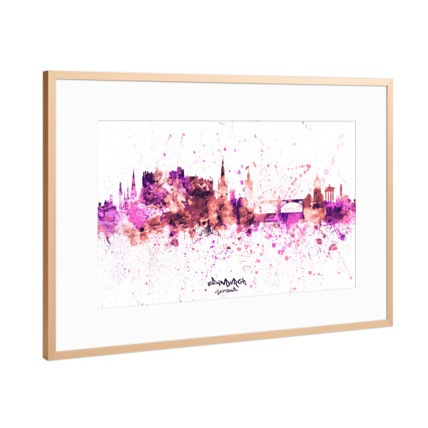 Poster mit Rahmen Kupfer "Edinburgh Skyline RosePink" artboxONE - Städte
