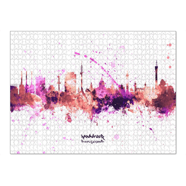 Puzzle Ravensburger "Hannover Germany Skyline RosePink" artboxONE - Städte
