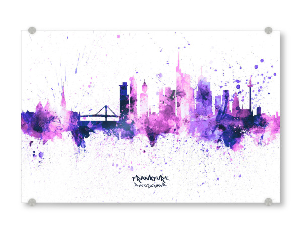 Acrylglasbild "Frankfurt Skyline PurplePink" artboxONE - Städte,Städte / Frankfurt