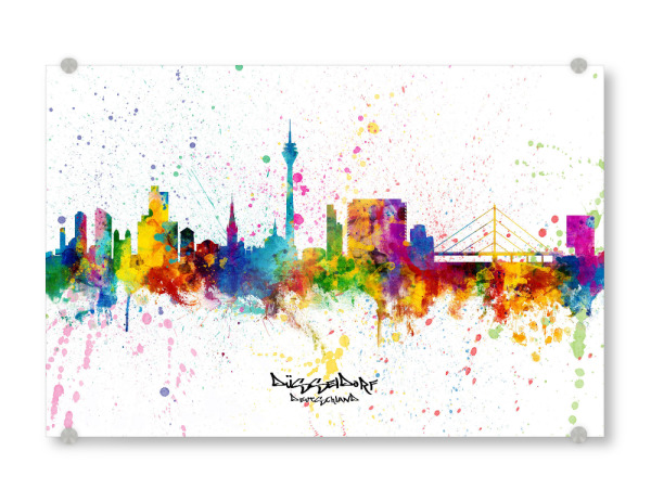 Acrylglasbild "Düsseldorf Germany Skyline Splash" artboxONE - Städte,Städte / Düsseldorf