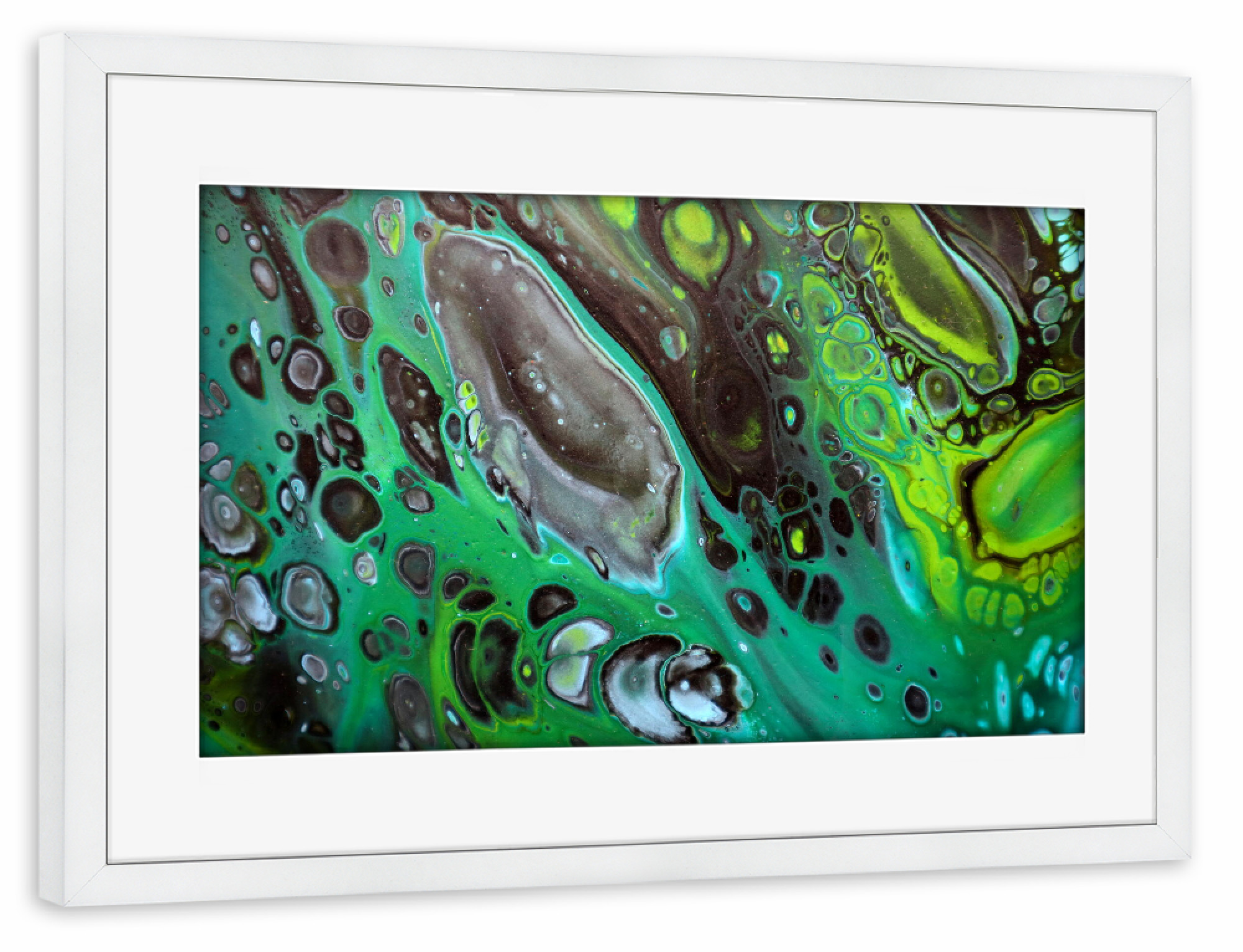 Poster mit Rahmen weiß "TOXIC GREEN" artboxONE - Abstrakt
