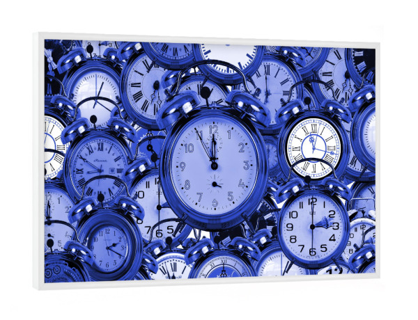Poster mit weißem Rahmen "Uhrzeit blau" artboxONE - Abstrakt - Uhrzeit,Uhr,Zeit,Time,Clock