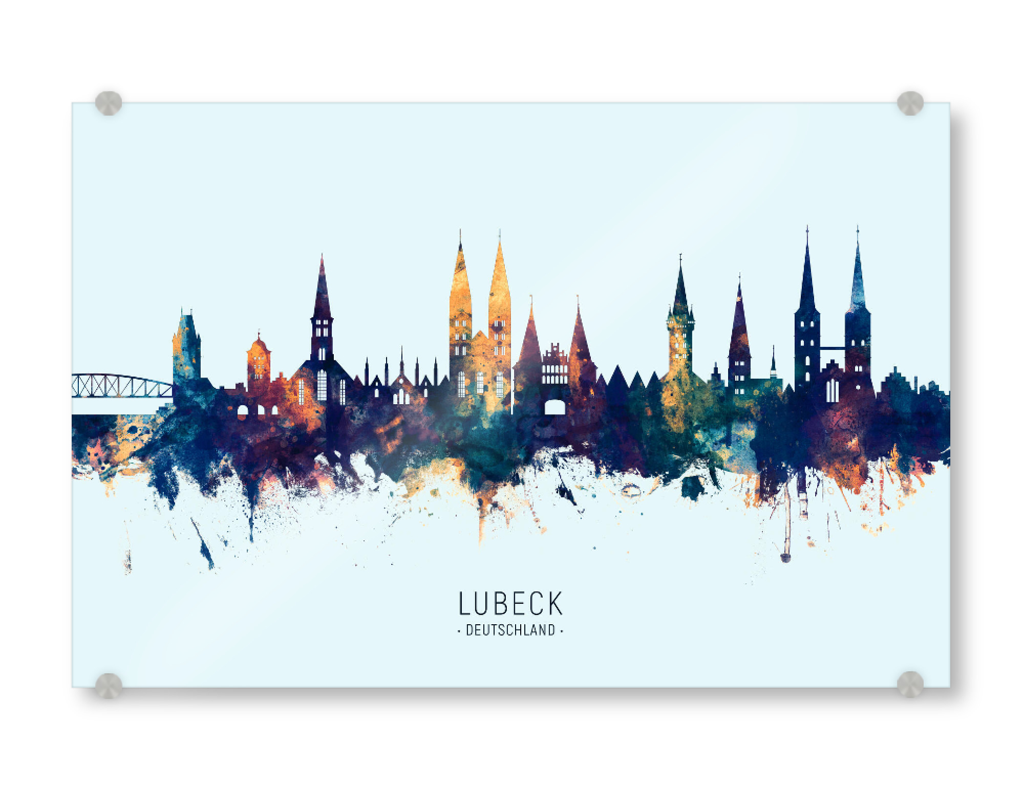 Acrylglasbild "Lubeck Germany Skyline BlueOrange" artboxONE - Städte