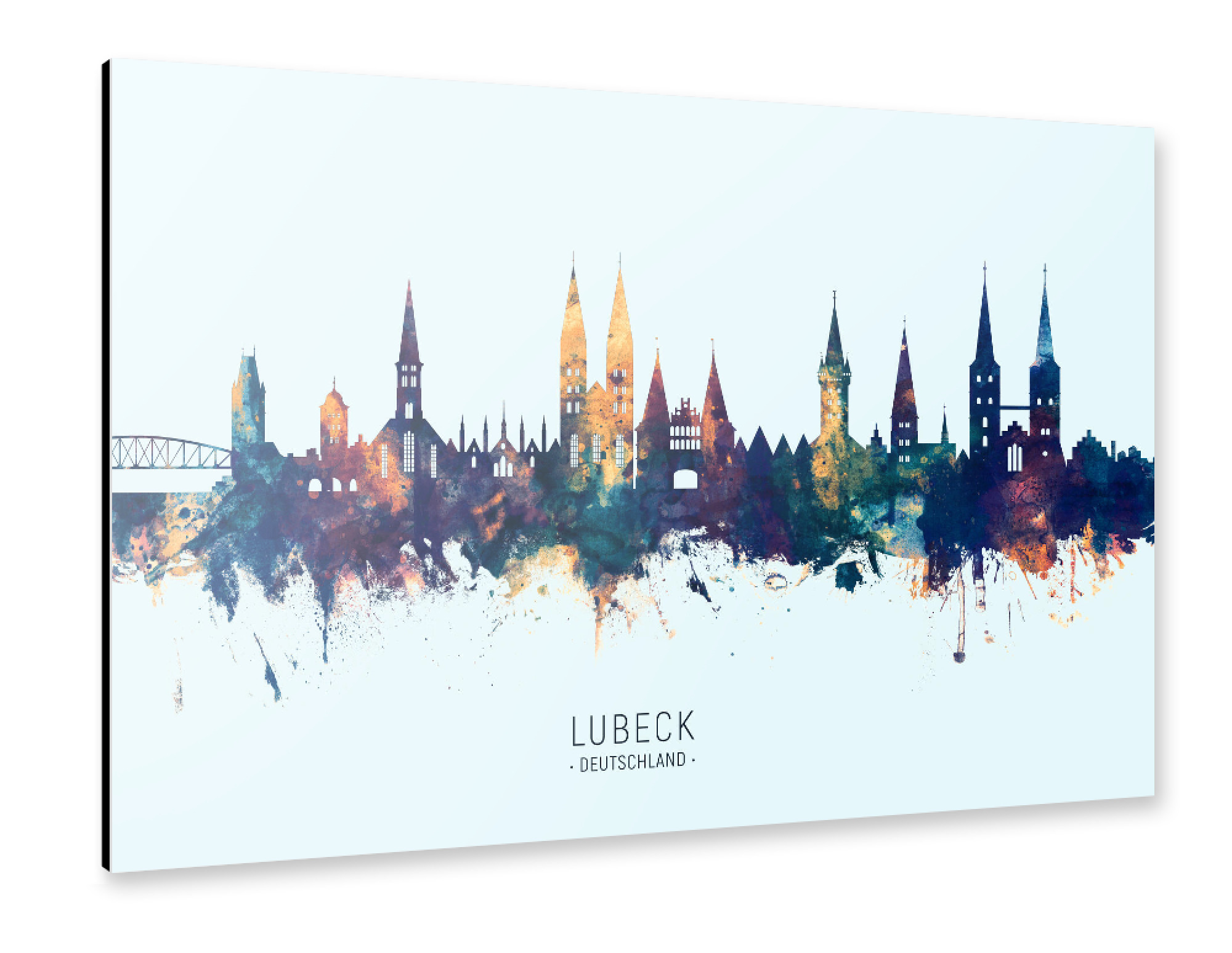 Alu-Dibond "Lubeck Germany Skyline BlueOrange" 30x20 cm artboxONE