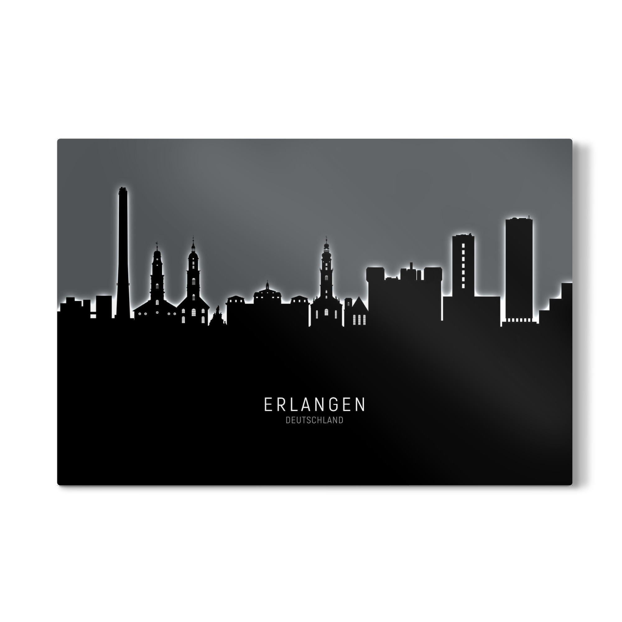 Galerie-Print "Erlangen Skyline Glow White" 75x50 cm artboxONE