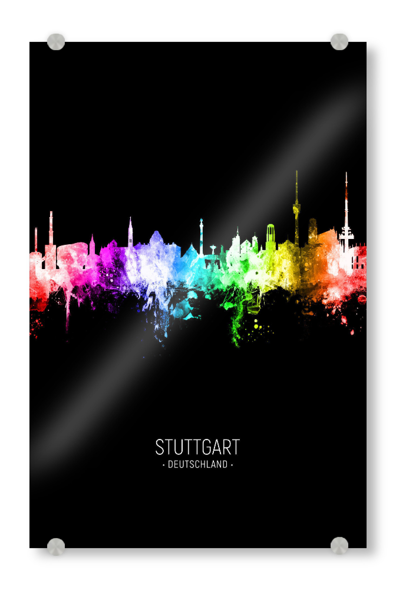 Acrylglasbild "Stuttgart Skyline Colour Black" artboxONE - Städte,Städte / Stuttgart