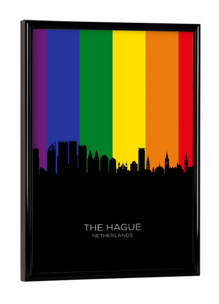 Poster mit schwarzem Rahmen "The Hague Skyline Pride" artboxONE - Städte