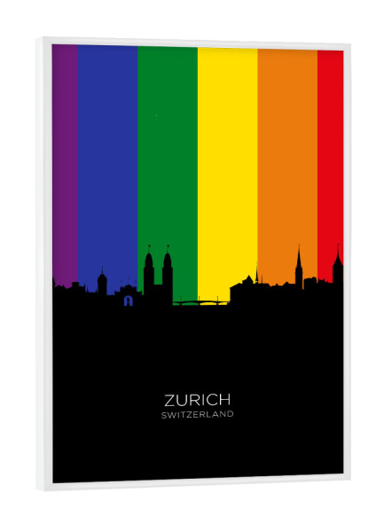 Poster mit weißem Rahmen "Zurich Switzerland Skyline Pride" artboxONE - Städte,Städte / Zürich