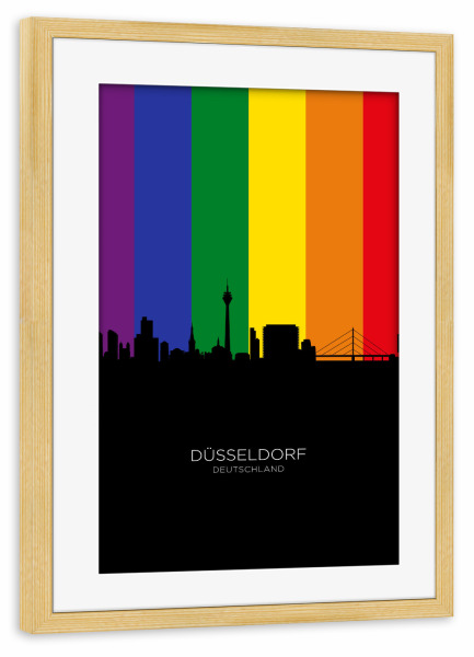 Poster mit Rahmen kiefer "Düsseldorf Germany Skyline Pride" artboxONE - Städte,Städte / Düsseldorf