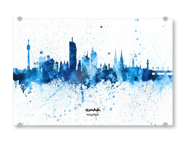Acrylglasbild "Vienna Austria Skyline SplashBlue" artboxONE - Städte,Städte / Wien