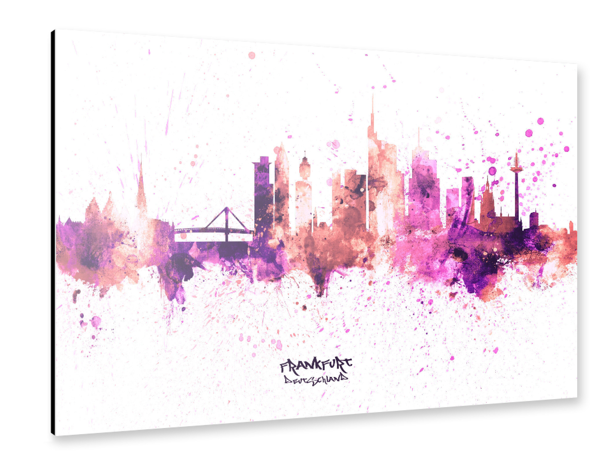 Alu-Dibond "Frankfurt Germany Skyline RosePink" 75x50 cm artboxONE