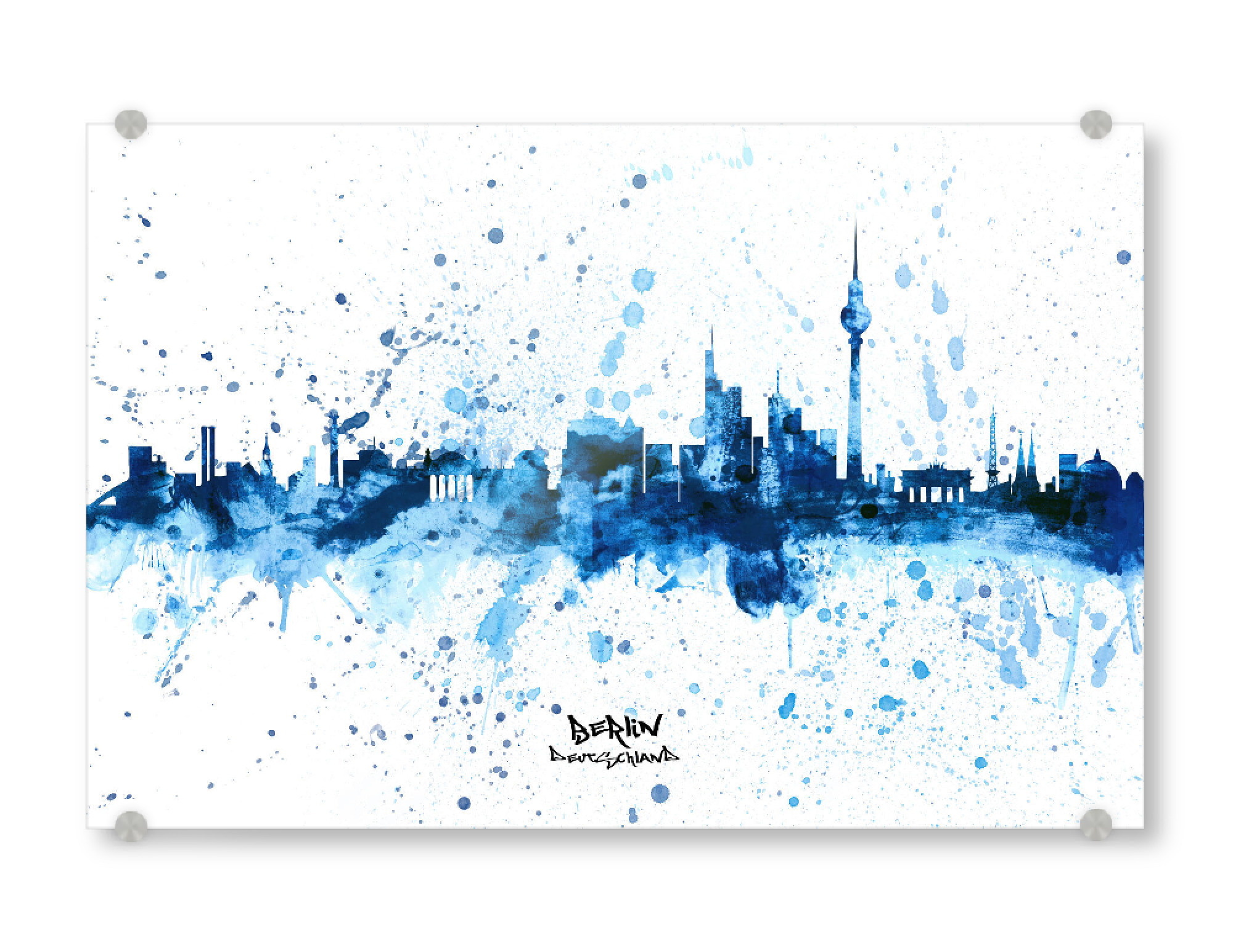 Acrylglasbild "Berlin Germany Skyline SplashBlue" artboxONE - Städte,Städte / Berlin