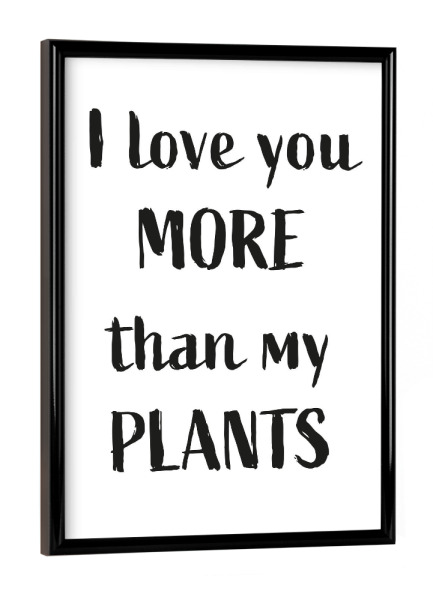 Poster mit schwarzem Rahmen "Plantlove" artboxONE - Typografie,Floral,Schwarzweiß
