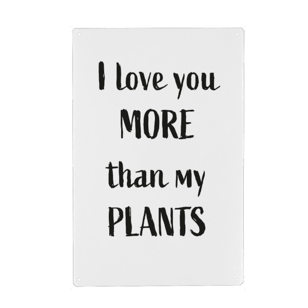 Metall Poster "Plantlove" artboxONE - Typografie,Floral,Schwarzweiß - Quote,Saying,Plant,Plantlove,Typography,Love,Liebe,Pflanze,Typo,Zitat,Typografie
