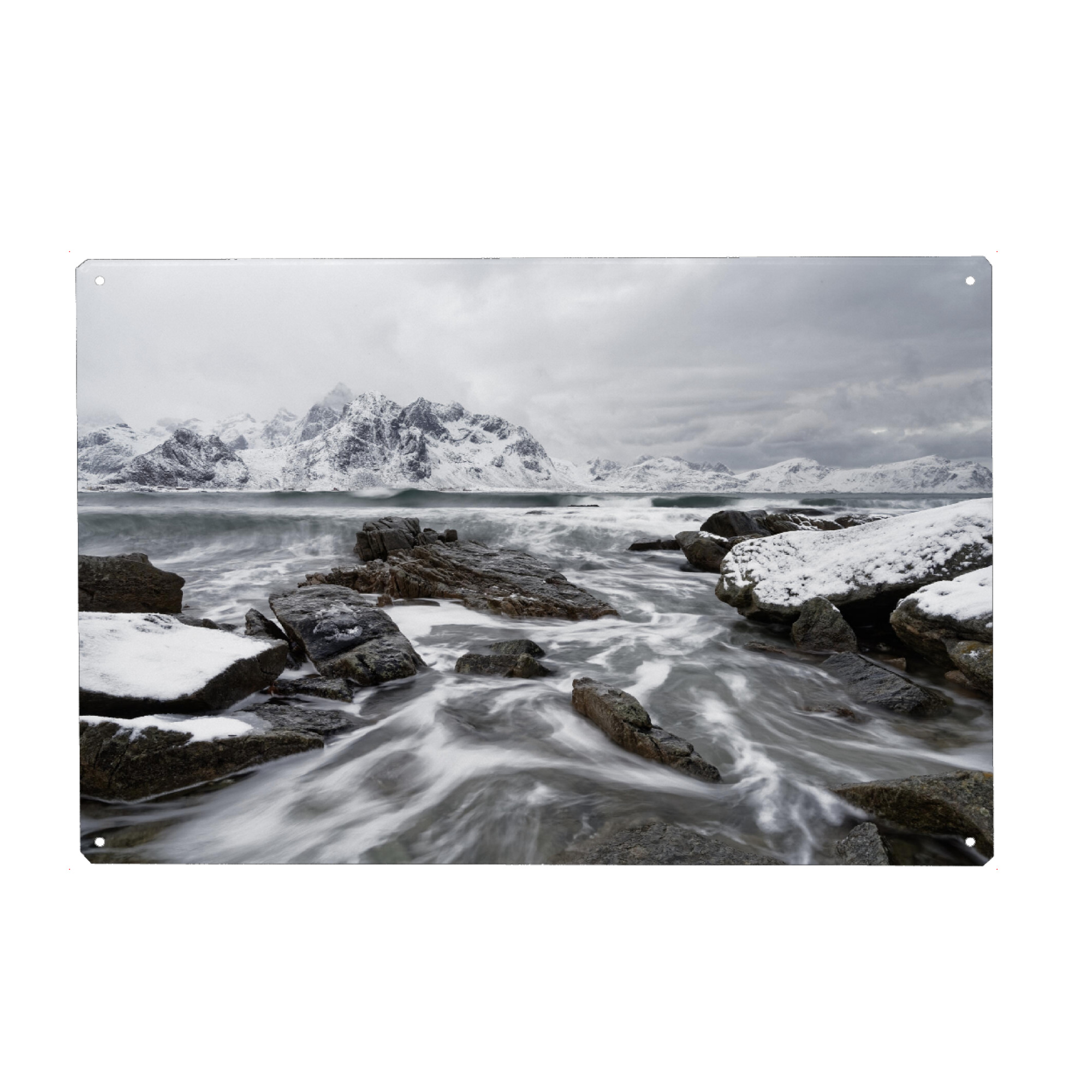 Holzbild "Küstenlandschaft im Winter" artboxONE - Natur,Schwarzweiß,Reise / Strand und Meer,Reise / Länder