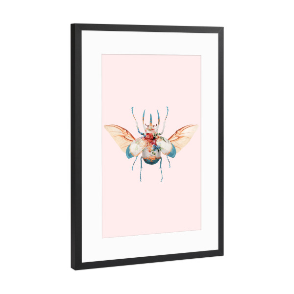 Poster mit Rahmen Schwarz (Metallic) "VINTAGE BEETLE" artboxONE - Floral,Tiere,Fiktion,Lustig