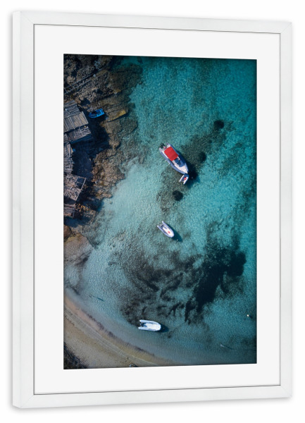 Poster mit Rahmen weiß "Little Beach Harbor" artboxONE - Reise / Strand und Meer