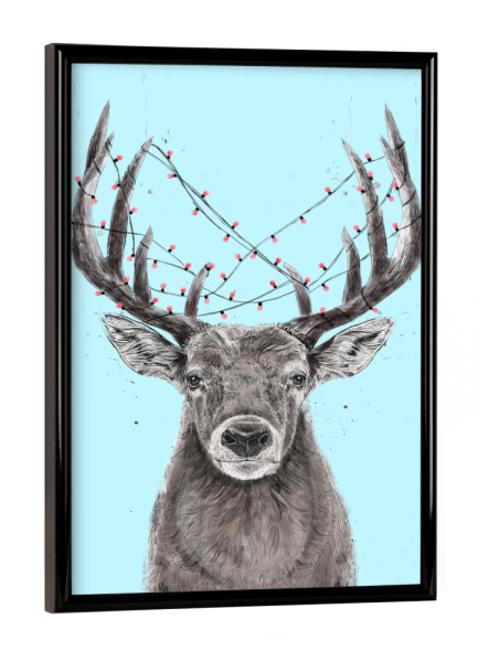Poster mit schwarzem Rahmen "Xmas deer" artboxONE - Natur,Tiere,Weihnachten,Lustig