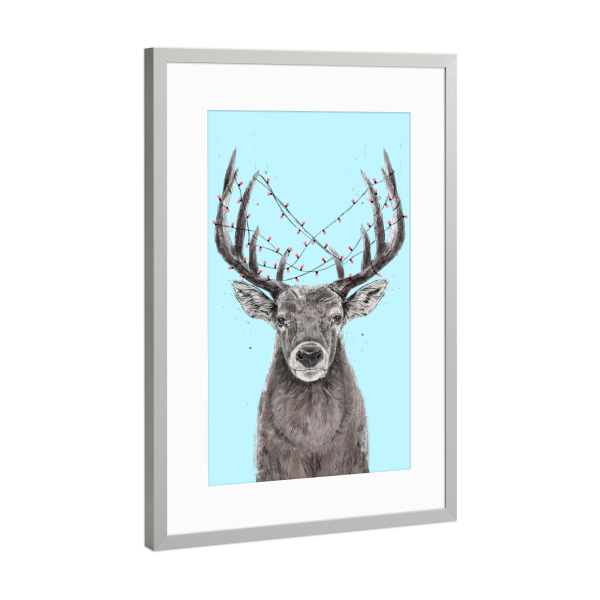 Poster mit Rahmen Silber "Xmas deer" artboxONE - Natur,Tiere,Weihnachten,Lustig