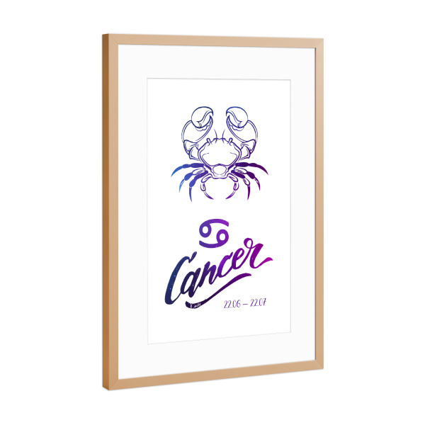 Poster mit Rahmen Kupfer "Sternzeichen Krebs" artboxONE - Typografie - Cancer,Astrologie,Planet,Sterne,Galaxy,Himmel,Krebs,Zodiac,Sign,Star,Starsign