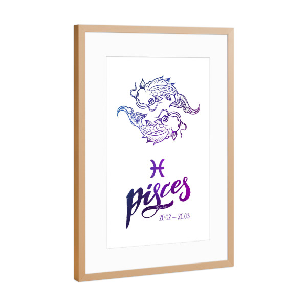 Poster mit Rahmen Kupfer "Sternzeichen Fische" artboxONE - Typografie