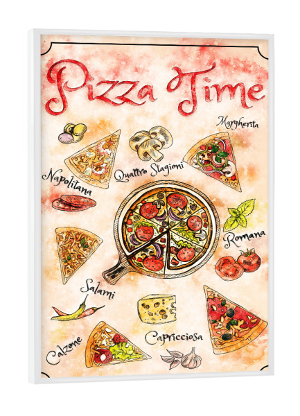 Poster mit weißem Rahmen "Zeit für Pizza" artboxONE - Essen & Trinken