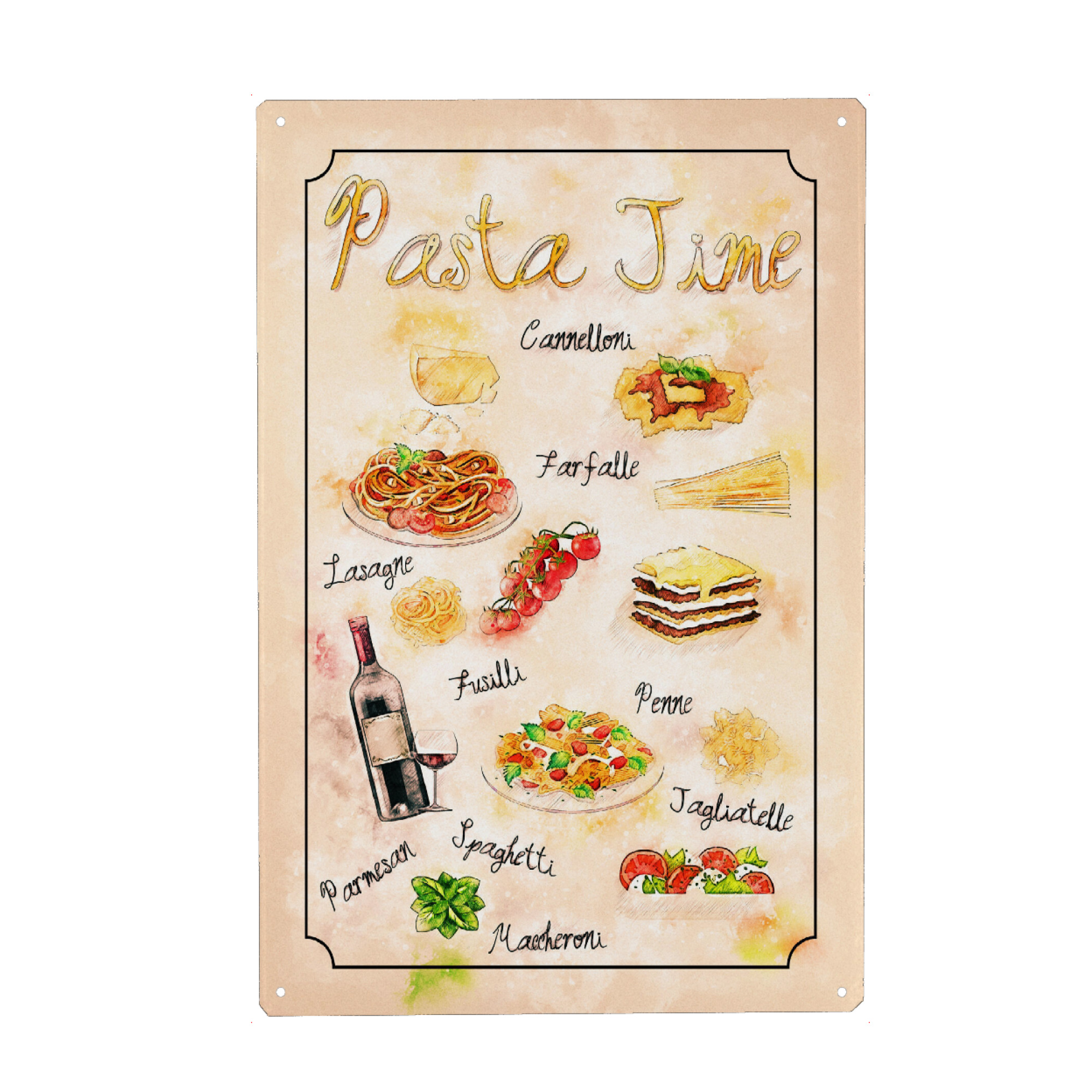 Metall Poster "Zeit für Pasta" artboxONE - Essen & Trinken