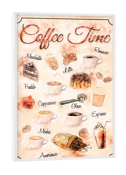 Poster mit weißem Rahmen "Zeit für Kaffee" artboxONE - Essen & Trinken