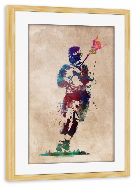 Poster mit Rahmen kiefer "Lacrosse sport art" artboxONE - Sport - Lacrosse,Lacrosse player,Player,Active,Sports,Team,Fan,Fans,Digital art,Sport