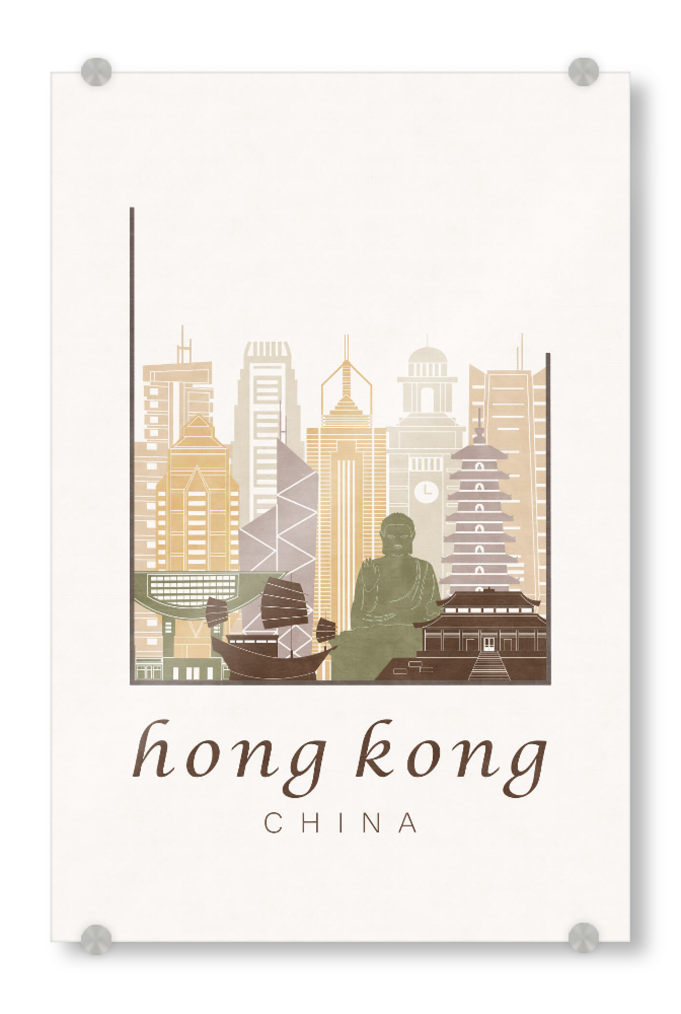 Acrylglasbild "Hong Kong skyline rustic" artboxONE - Städte,Architektur