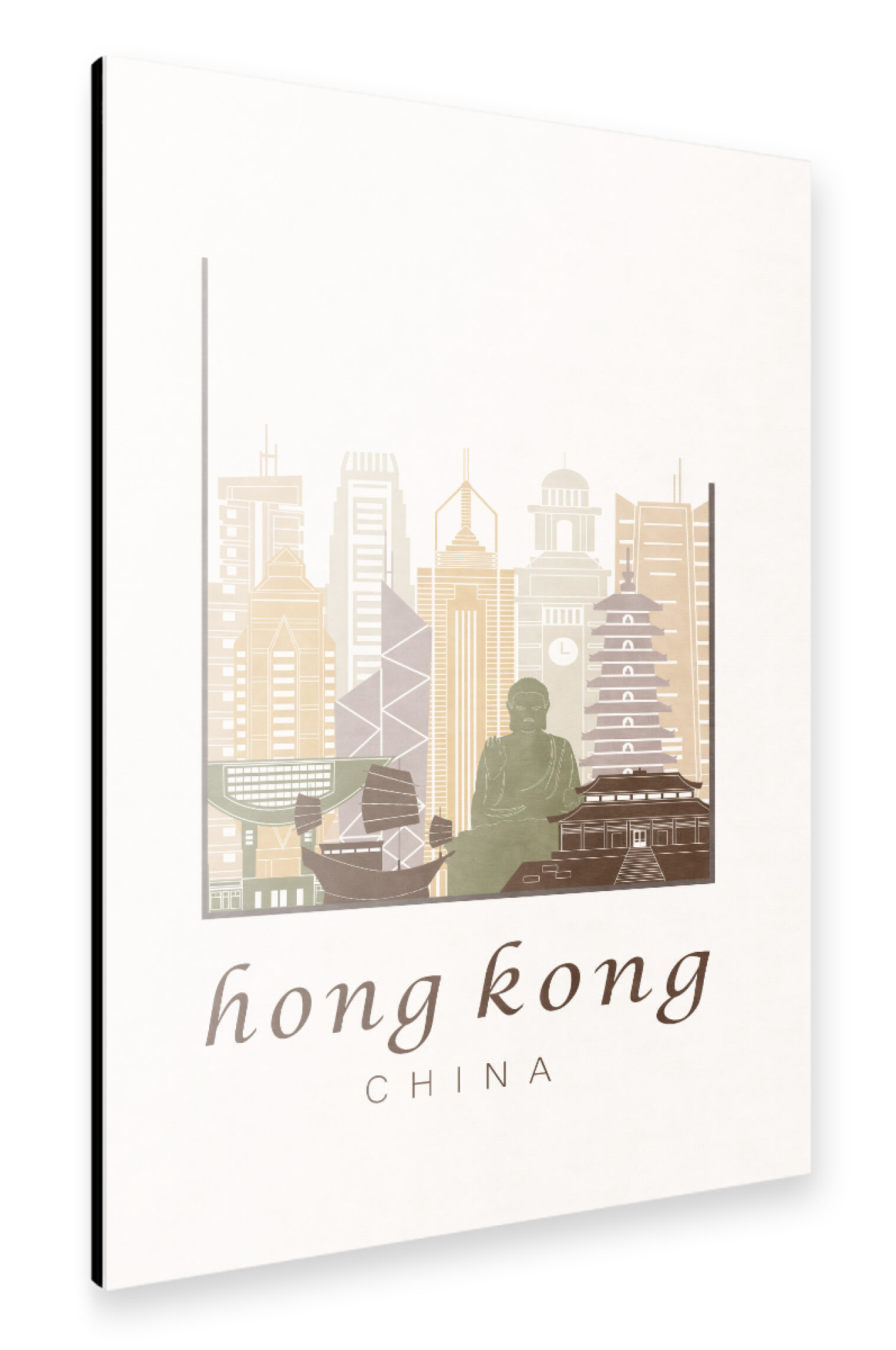 Alu-Dibond "Hong Kong skyline rustic" 30x20 cm artboxONE