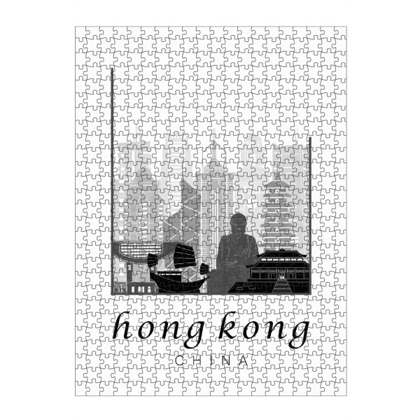 Puzzle Ravensburger "Hong Kong skyline black & white" artboxONE - Städte,Schwarzweiß,Architektur