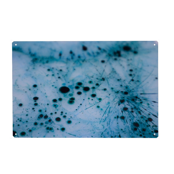 Holzbild "BLACK DOTS ON BLUE" artboxONE - Abstrakt - Black,Blood,Blackblood,Kunst,Resin,Dots,Dark,Surreal,Artwork,Tropfen,Punkte,Abstract,Abstrakt,Art