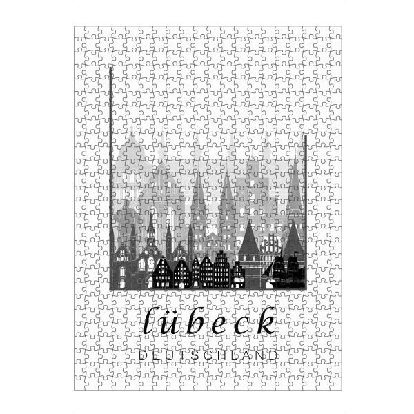 artboxONE Puzzle "Lubeck skyline black & white" artboxONE - Städte,Schwarzweiß,Architektur