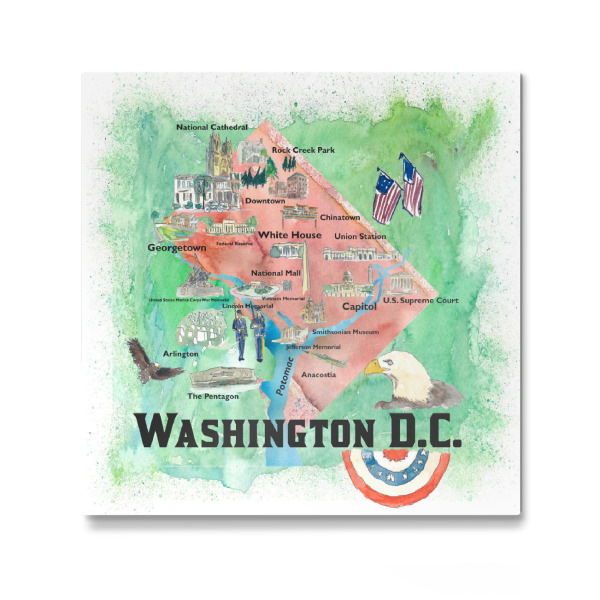 Galerie-Print "Washington DC Illustrierte Karte" 30x30 cm artboxONE