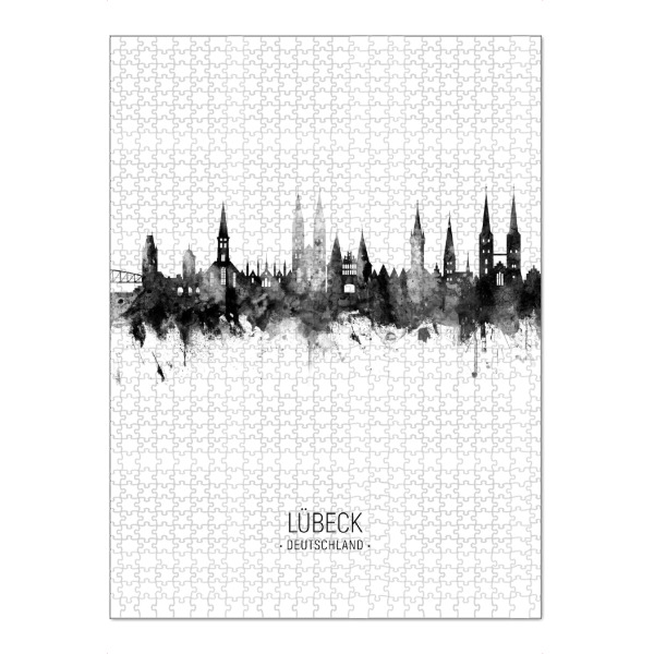 Puzzle Ravensburger "Lübeck Skyline BW" artboxONE - Städte,Schwarzweiß