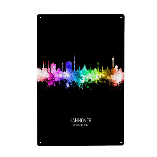 Metall Poster "Hannover Skyline Colour Black" artboxONE - Städte