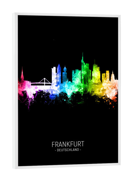 Poster mit weißem Rahmen "Frankfurt Skyline Colour Black" artboxONE - Städte,Städte / Frankfurt
