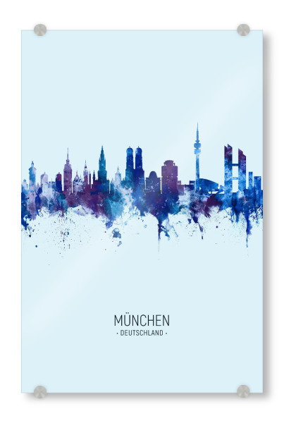 Acrylglasbild "Munich Germany Skyline Dark Blue" artboxONE - Städte,Städte / München