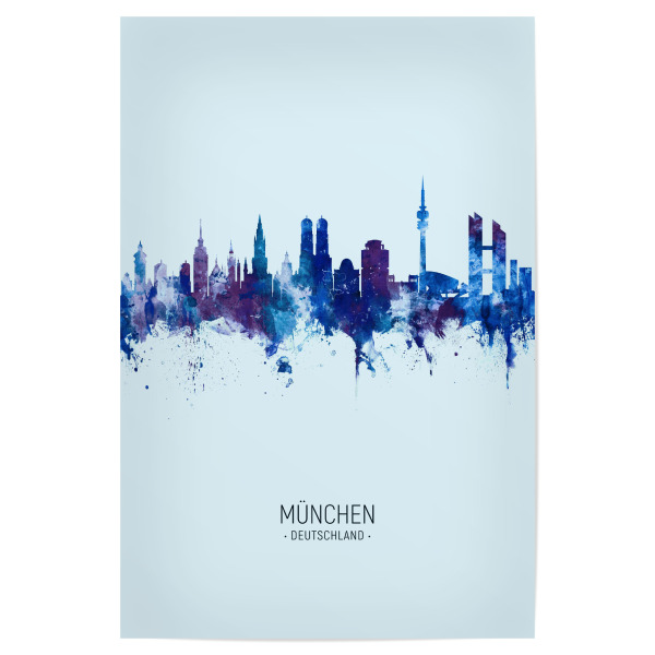 Poster "Munich Germany Skyline Dark Blue" artboxONE - Städte,Städte / München