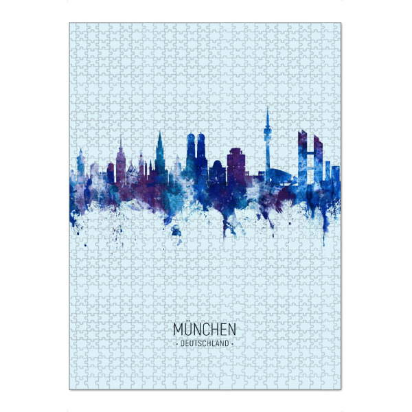 Puzzle Ravensburger "Munich Germany Skyline Dark Blue" artboxONE - Städte,Städte / München