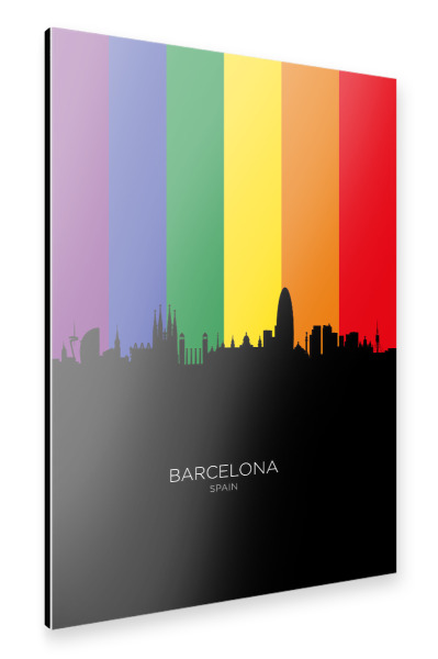 Alu-Dibond "Barcelona Spain Skyline Pride" 30x20 cm artboxONE