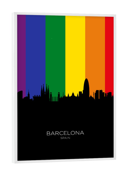 Poster mit weißem Rahmen "Barcelona Spain Skyline Pride" artboxONE - Städte,Städte / Barcelona