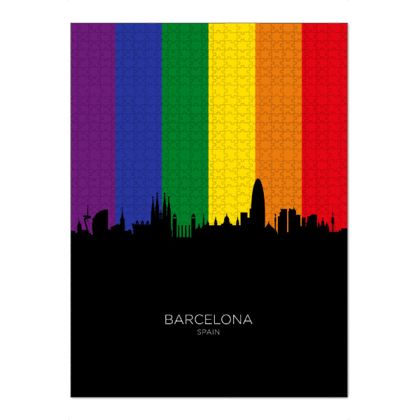 Puzzle Ravensburger "Barcelona Spain Skyline Pride" artboxONE - Städte,Städte / Barcelona