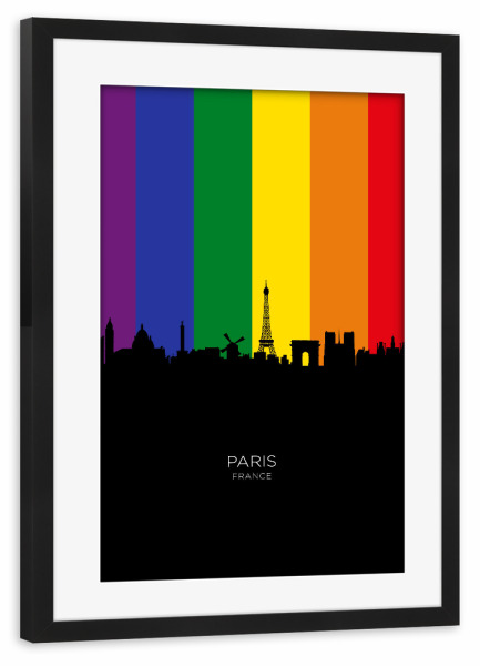 Poster mit Rahmen schwarz "Paris France Skyline Pride" artboxONE - Städte / Paris