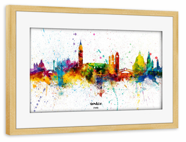Poster mit Rahmen kiefer "Venice Italy Skyline Splash" artboxONE - Städte,Städte / Venedig